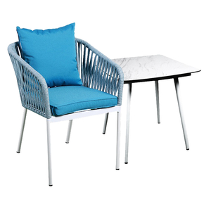 Table de meubles de salle à manger de restaurant en osier de corde en aluminium avec des chaises fabriquées en Chine【I can-50089】